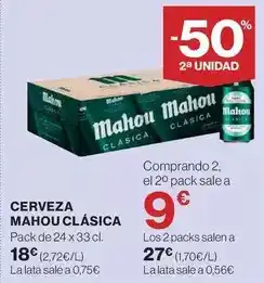 Hipercor Mahou - cerveza clasica oferta