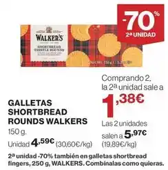 Hipercor Walkers - galletas shortbread rounds oferta