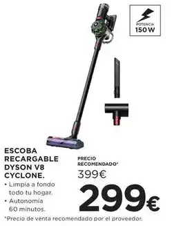 Hipercor Dyson - escoba recargable v8 cyclone oferta