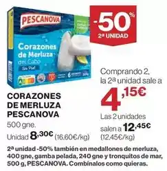 Hipercor Pescanova - corazones de merluza oferta
