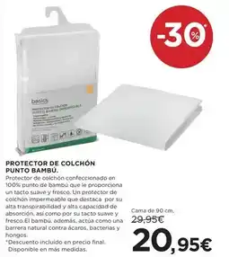 Hipercor Protector de colchón punto bambú oferta