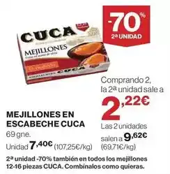 Hipercor Cuca - mejillones en escabeche oferta