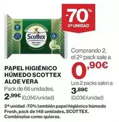 Hipercor Scottex - papel higienico humedo aloe vera oferta
