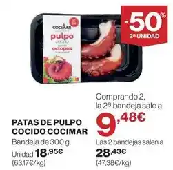 Hipercor Cocimar - patas de pulpo cocido oferta