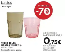 Hipercor El corte inglés - vasos color oferta