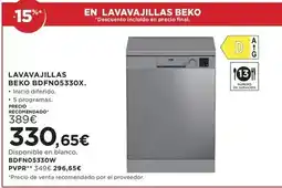 Hipercor Beko - lavavajillas bdfn05330x oferta