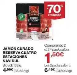 Hipercor Navidul - jamon curado reserva cuatro estaciones oferta