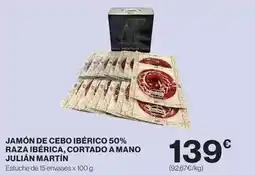 Hipercor Julian martín - jamón de cebo ibérico 50% raza ibérica, cortado a mano oferta