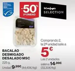 Hipercor Bacalao desmigado desalado msc oferta