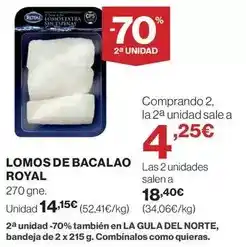 Hipercor Royal - lomos de bacalao oferta