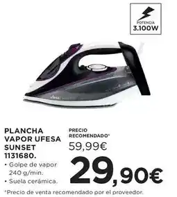 Hipercor Ufesa - plancha vapor sunset oferta