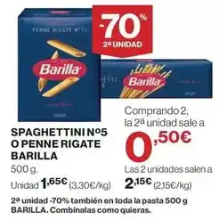 Hipercor Barilla - spaghettini no5 o penne rigate oferta