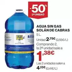 Hipercor Solán de cabras - agua sin gas oferta
