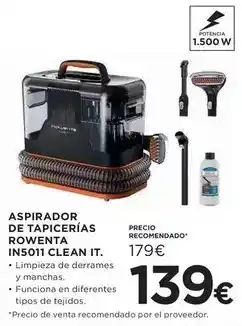 Hipercor Rowenta - aspirador de tapicerias in5011 clean it oferta
