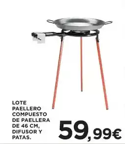 Hipercor Lote paellero compuesto de paellera de 46 cm, difusor y patas oferta