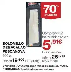 Hipercor Pescanova - solomillo de bacalao oferta