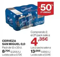 Hipercor San miguel - cerveza 0,0 oferta