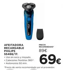 Hipercor Philips - afeitadora recargable s5466/17 oferta