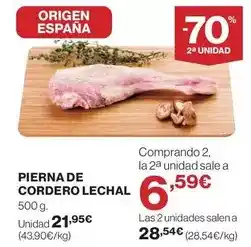 Hipercor Origen - pierna de cordero lechal oferta