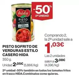 Hipercor Hida - pisto sofrito de verduras estilo casero oferta