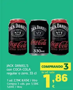 HiperDino JACK DANIEL'S con COCA-COLA regular o zero oferta