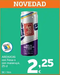 HiperDino AREHUCAS con fresa o con maracuyá oferta