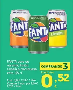 HiperDino FANTA zero de naranja, limón, sandía o frambuesa zero oferta