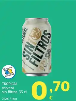 HiperDino TROPICAL cerveza sin filtros oferta