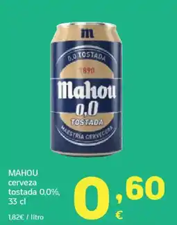 HiperDino MAHOU cerveza tostada 0,0% oferta