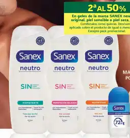 HiperDino SANEX En geles de la marca neutro original, piel sensible o piel seca oferta