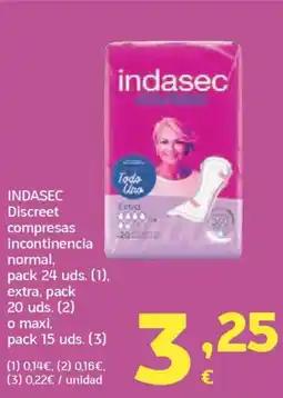 HiperDino INDASEC Discreet compresas incontinencia normal, oferta