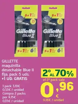 HiperDino GILLETTE maquinilla desechable Blue II fija, pack 5 uds. oferta