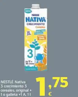 HiperDino NESTLÉ Nativa 3 crecimiento 3 cereales, original + 10 galleta +1 A oferta