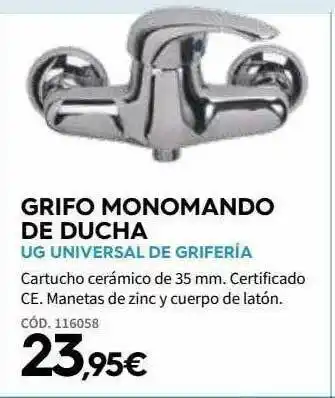 ferrOkey Grifo Monomando De Ducha Ug Universal De Griferia oferta