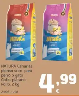 HiperDino NATURA Canarias pienso seco para perro o gato Gofio-plátano- Pollo oferta