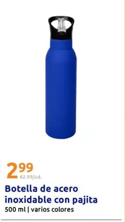 Action Botella de acero inoxidable con pajita oferta