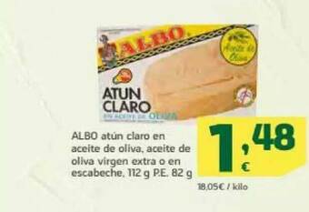 HiperDino Albo Atún Claro En Aceite De Oliva, Aceite De Oliva Virgen Extra O En Escabeche oferta