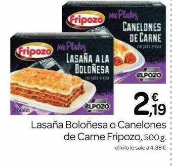 Supermercados El Jamón Lasaña Boloñesa O Canelones De Carne Fripozo oferta