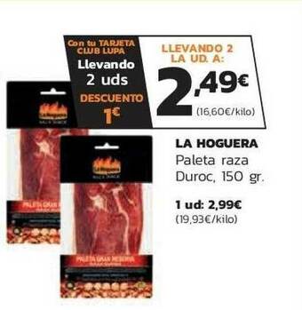 Supermercados Lupa La Hoguera Paleta Raza Duroc oferta