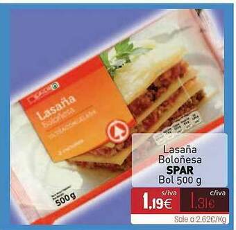 Cuevas Cash Lasaña Boloñesa Spar oferta