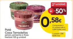 FROIZ CASA TARRADELLAS Paté jamón, pimienta o finas hierbas oferta