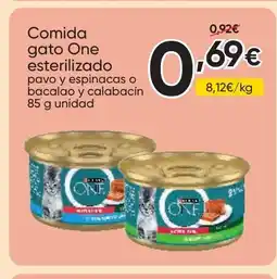 FROIZ ONE Comida gato esterilizado pavo y espinacas o bacalao y calabacín oferta