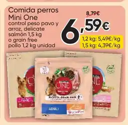 FROIZ ONE Comida perros Mini control peso pavo y arroz, delicate salmón oferta