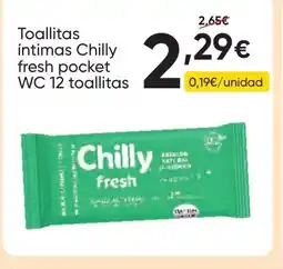 FROIZ CHILLY Toallitas íntimas fresh pocket WC 12 toallitas oferta