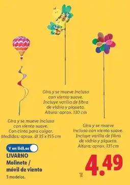 Lidl Livarno - molinete/mocíli de viento oferta