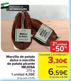 Carrefour Nejosa - morcilla de patata dulce o morcilla de patata picante oferta