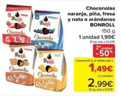 Carrefour Bon - choconolas naranja,pina, fresa y nata o arandanos oferta