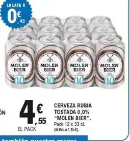 E.Leclerc MOLEN BIER Cerveza rubia tostada 0,0% oferta