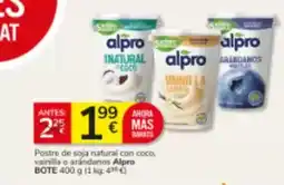 Consum Alpro - postre de soja natural con coco vainilla o arándanos oferta
