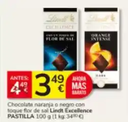Consum Lindt - chocolate naranja o negro con toque flor de sal oferta